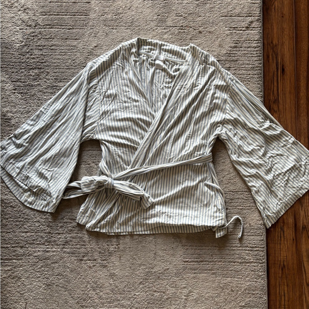 Striped Women's Wrap Pajama Top